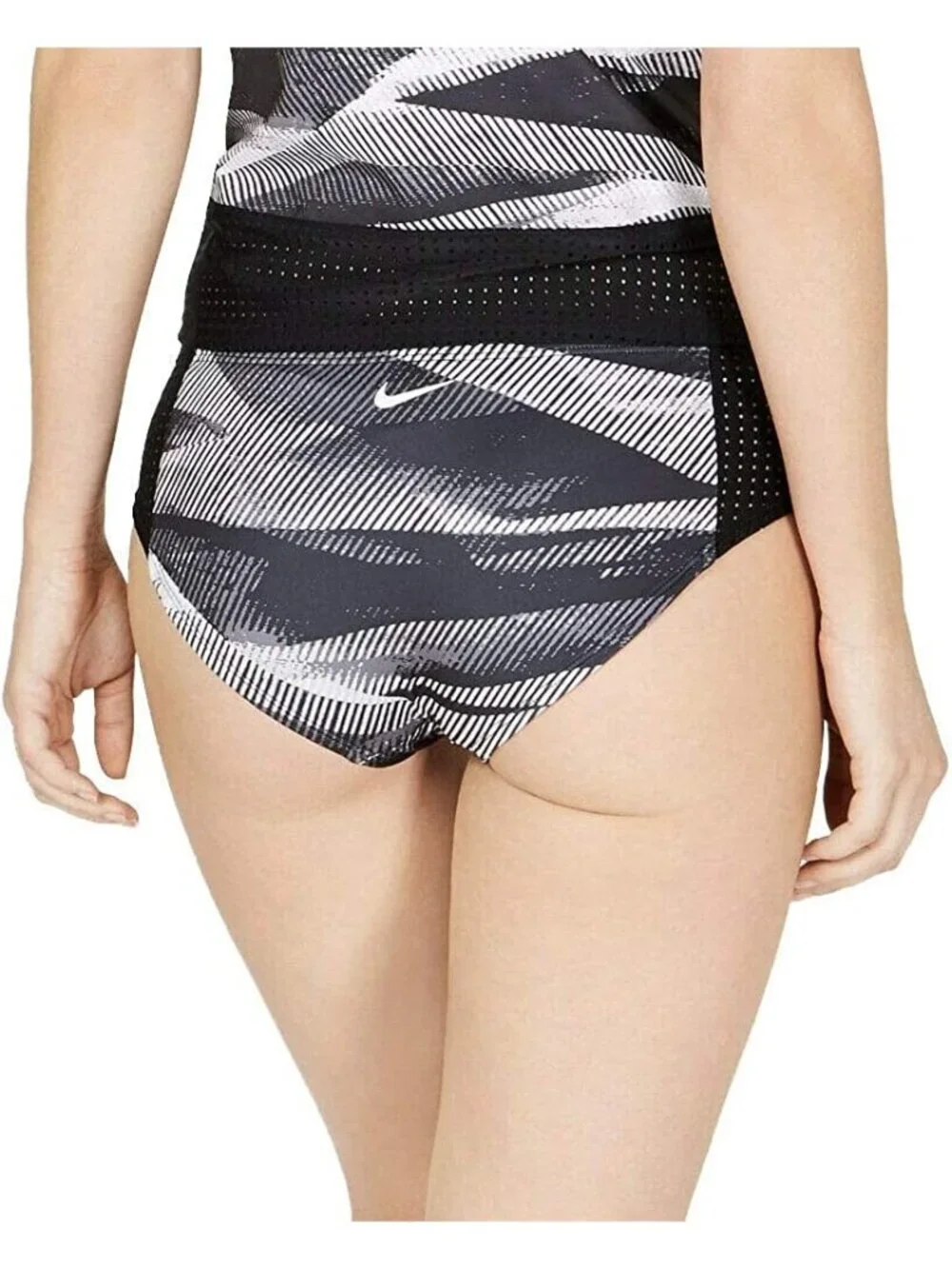 NIKE  Hipster Lined Bikini Bottom ONLY Swimwear Black White Gray Size M MSRP $54
